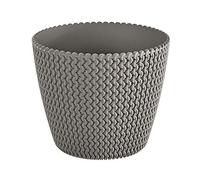 PROSPERPLAST 18.6L Splofy Round Plastic Planter in Grey, Diameter 34.1 x 29 cm, 34 cm