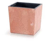 Prosperplast 2-in-1 Flower Pot with Insert, Plant Pot, Herb Pot, Concrete Look, Plastic, 24 cm x 24 cm x 23.5 cm (Terracotta)