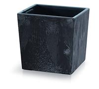 Prosperplast 2-in-1 flower pot with insert, plant pot, herb pot, flower pot, concrete look, plastic, 24 cm x 24 cm x 23.5 cm (anthracite)