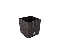 Prosperplast 32L Dark Brown Modern Rattan Look Square Planter with Insert, 32.5x32x32 cm, Weather Resistant, Indoor-Outdoor Use