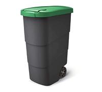Keden Wheeler 90L Wheelie Rubbish Bin Trash Can With Wheels And Lid Trash Can Large Trash Can Universal Trash Can Plastic (Black/green)