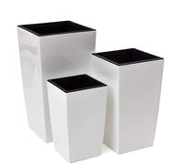 Prosperplast Beautiful set of 3 White COUBI TOWER flowerpots M+L+XL