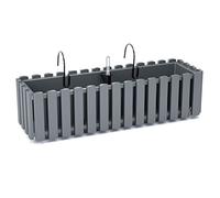 Prosperplast Boardee Fencycase Balcony Box with Hanging and Watering System, Flower Box, Flower Pot with Hook Planter (580 mm Length, Grey)
