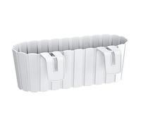 Urbn-Living Urbnliving 13Cm Height White Plastic Balcony Wood Look Hanging Flower Plant Garden Indoor Outdoor Herb Pots