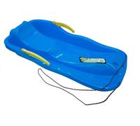 Blue sledge Race, plastic snow glitter with pulling rope and steering brakes