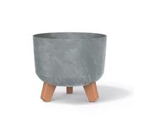 Prosperplast Gracia Concrete Effect Flower Pot with Removable Legs, Suitable for Indoor and Outdoor Use, Plastic (Concrete, Diameter 200 mm)