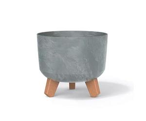 Prosperplast Gracia Concrete Effect Flower Pot with Removable Legs, Suitable for Indoor and Outdoor Use, Plastic (Concrete, Diameter 200 mm)