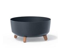 Prosperplast Gracia Low Eco Wood Flower Pot with Removable Legs Including Insert for Indoor and Outdoor Planter Round Plastic UV-Resistant (380 mm, Eco Anthracite)