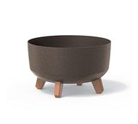 Prosperplast Gracia Low Eco Wood Flower Pot with Removable Legs Including Insert for Indoor and Outdoor Use Planter Round Plastic UV-Resistant (285 mm, Eco Coffee)
