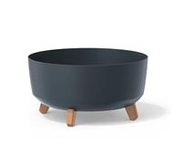 Prosperplast Gracia Low Flower Pot with Removable Legs Incl. Insert for Indoor and Outdoor Use Planter Round Plastic (380mm, Anthracite)