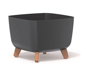 Prosperplast Gracia Square Flower Pot with Removable Legs Including Insert for Indoor and Outdoor Use Planter Square Plastic UV-Resistant 29 x 29 x 22 cm (Anthracite)