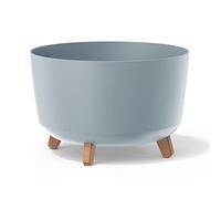 Prosperplast Gracia Standard Flower Pot with Removable Legs Including Insert for Indoor and Outdoor Planter Round Plastic (390 mm, Light Grey)