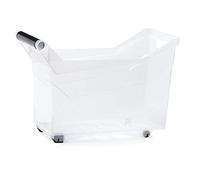 PROSPERPLAST Heavy Duty Clear Storage Box with Wheels 380x177x265mm 0.5kg, 380x177x256 mm