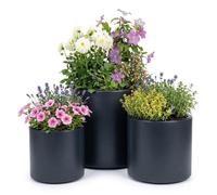 Prosperplast HEOS Plant Pot with Insert, 46.7 x 45 cm, Plant Pot with Insert, Robust Plastic, Indoor and Outdoor, UV-Resistant, Frost-Proof, Anthracite,