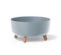 Prosperplast Low Flower Pot with Removable Legs Incl. Insert for Indoor and Outdoor Use Planter Round Plastic UV-resistant (380mm, Light Gray)