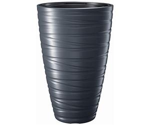 Prosperplast Maze DPMZ400 2-in-1 Plant Pot Including Plant Pot Round Plastic 37.5 cm Diameter 57.9 cm Height (Anthracite)