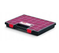 Prosperplast Organiser Tool NOR B (Assortment Box, Small Parts Magazine for Screws/Tools, Removable Boxes, Transparent Lid, Sorting Box), Black