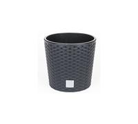 Prosperplast Plastic anthracite grey round low flower pot 40 cm Rato with inner liner
