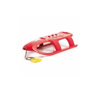 Long 2 person BULLET kid sledge with metal runners and rope, light red