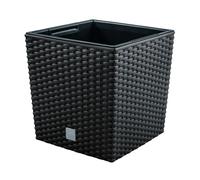 Prosperplast Rattan Flower Pot, Black (Anthracite) Plastic Planter, 17cm (LWH)