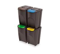 PROSPERPLAST rg-vertrieb Set of 4 Recycling Bins 140 L Sortibox Plastic Anthracite 4 x 35 L