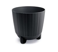 Prosperplast Ribbed Flower Pot - 17 x 16.8 cm Plant Pots for Indoor and Outdoor Flower Pots Home Decoration Indoor Plants Cute, Anthracite, DRF170N-S433