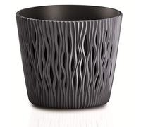 Prosperplast Sandy Round 2-in-1 Flower Pot/Planter, incl. Round Plastic Plant Pot (128 mm, Anthracite)