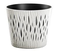 Prosperplast Sandy Round Collection Cream White Eco Wood Plant Pot with Tank, 15.8 x 15.8 x 13.8 cm, 1.7 Litre Capacity