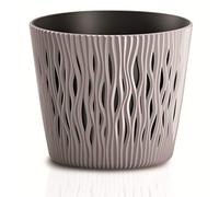 Prosperplast Sandy Round Flower Pot Planter 2-in-1 incl. Round Plastic Plant Pot (128 mm, Mocha)