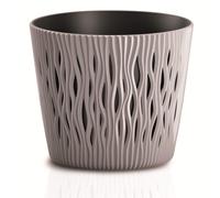 Prosperplast Sandy Round Flower Pot Planter 2-in-1 incl. Round Plastic Plant Pot (128 mm, Mocha)