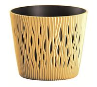 Prosperplast Sandy Round Flower Pot Planter 2-in-1 incl. Round Plastic Plant Pot (158 mm, Mustard)