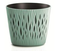 Prosperplast Sandy Round Flower Pot Planter 2-in-1 incl. Round Plastic Plant Pot, 158 mm, Sage
