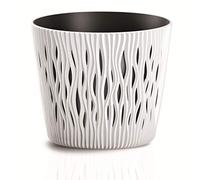 Prosperplast Sandy Round Flower Pot Planter 2-in-1 incl. Round Plastic Plant Pot (158 mm, White)