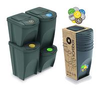 PROSPERPLAST Set of 4 Cubes 2 x 35 L Plastic 2 x 25 L Prosper Sortibox in Grey Recycling Container, Multicoloured, One Size