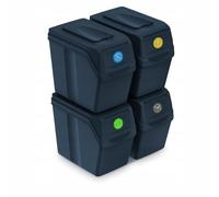 PROSPERPLAST Set of 4 Recycling Bins 80L Sortibox Plastic in Anthracite, 4 x 20L