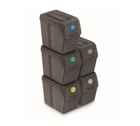 PROSPERPLAST Set of 5 100L Sortibox Plastic Recycling Buckets in Grey, 5x20L