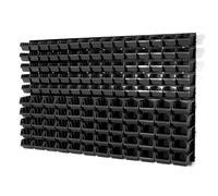 Prosperplast Set of Black 75 XS and 60 S size IN-Box storage bins and wall mounted louvre