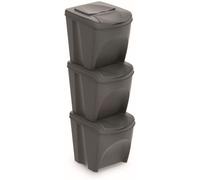 Prosperplast Sortibox Bin Containers, 3 x 20L Rubbish and Waste Separation System, (Grey)