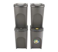 Prosperplast Sortibox Waste Separation System Waste Bin Container, Plastic, Grey, 4x35L