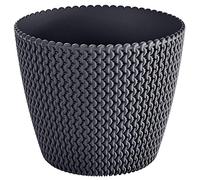 Prosperplast Splofy Flower Pot Plant Pot Plant Pot Flower Pot Knitting Pattern Plastic (157 mm, Anthracite)