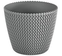 Prosperplast Splofy Flower Pot Plant Pot Plant Pot Flower Pot Knitting Pattern Plastic (157 mm, Grey)