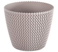 Prosperplast Splofy Flower Pot Plant Pot Plant Pot Flower Pot Knitting Pattern Plastic (157 mm, Mocha)