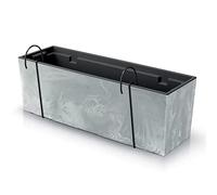 Prosperplast Urbi Case Concrete Effect Balcony Box with Hanging Bracket, Flower Pot with Hooks, Planter (580 x 180 x 195 mm, Concrete)