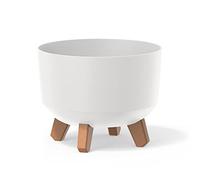 Prosperplast White Planter, with Removable Legs, Round, Gracia Collection, 24 cm x 24 cm x 18.8 cm, Capacity of 5.1 litres.