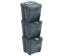 Prosperplast ZA906 - Set of 3 Recycling Bins, Plastic, 3 x 25 Litres, Grey