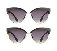 proSPORT Women BIFOCAL Sunglass Readers with CatEye Half Horn Rim Frame 109
