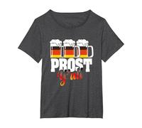 Prost German Beer Volksfest T-Shirt, Women's Plus, Dark Heather Grey, 2X