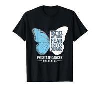 Prostate Awareness Light Blue Ribbon Fear Into Courage Value Graphic T-Shirt, Men, Black, M