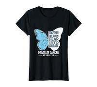 Prostate Awareness Light Blue Ribbon Fear Into Courage Value Graphic T-Shirt, Women, Black, S