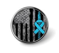 Prostate Cancer Awareness America Flag Round Metal Badge Lapel Pin,Stylish Patriotic Pattern Button Brooch Decorative Badges for Men Women